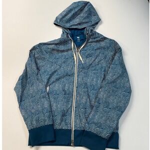 Nike Sportswear Full Zip Hoodie Teal White Chevron Pattern Lightweight Men's M